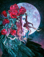 Без бренда «Девушка с розами в волосах на фоне луны» в Тамбове в интернет-магазине Без бренда «Девушка с розами в волосах на фоне луны» в Тамбове