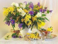 Без бренда «Букет из мимозы и колокольчиков в вазе» в Тамбове в интернет-магазине  Без бренда «Букет из мимозы и колокольчиков в вазе» в Тамбове