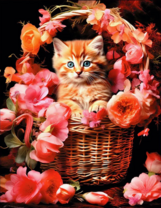 Без бренда «Рыжий котенок в корзине с цветами» в Тамбове в интернет-магазине  Без бренда «Рыжий котенок в корзине с цветами» в Тамбове