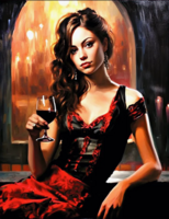 Без бренда «Обворожительная брюнетка с бокалом красного вина» в Тамбове в интернет-магазине  Без бренда «Обворожительная брюнетка с бокалом красного вина» в Тамбове