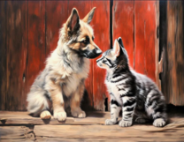 Без бренда «Знакомство котенка и щенка» в Тамбове в интернет-магазине  Без бренда «Знакомство котенка и щенка» в Тамбове