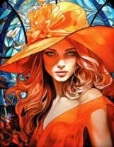 Блондинка я оранжевой шляпе