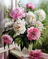 Без бренда «Пионы в прозрачной вазе у окна» в Тамбове